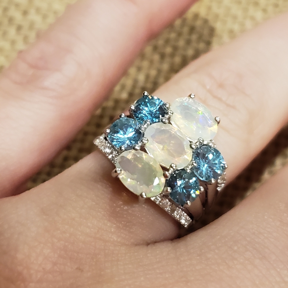 Multi Color Ethiopian Opal Sterling Silver Ring 3.